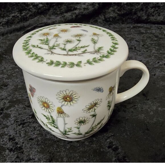 Andrea By Sadek Other - Andrea by Sadek Cup Mug with infuser & Lid Teacup Daisy Floral Design
